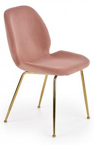 Jídelní židle K381 samet / zlatá Růžová