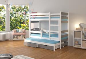 Dětská patrová postel KARLO, 180x75, bílá/růžová