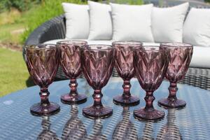 Růžové skleněné sklenice na víno 230ml 6ks