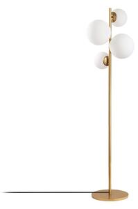 Bílá/v mosazné barvě stojací lampa se skleněným stínidlem (výška 162 cm) Fazli – Opviq lights