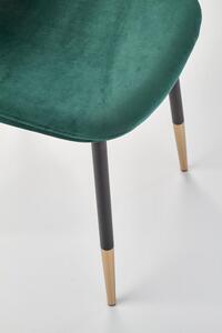 Jídelní židle K379 samet / černá / zlatá Tmavě zelená