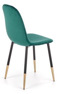 Jídelní židle K379 samet / černá / zlatá Tmavě zelená