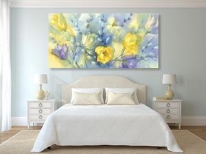 Obraz akvarelové žluté tulipány - 100x50