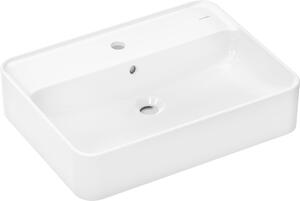 Hansgrohe Xuniva Q umyvadlo na desku 600/450 s otvorem pro baterii a přepadem, bílá 60172450