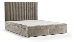 Béžová čalouněná dvoulůžková postel s úložným prostorem 200x200 cm Mavel – Maison de Rêve