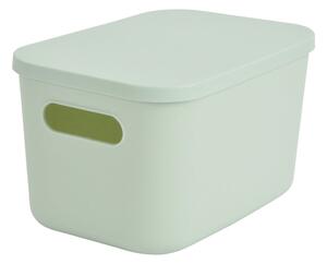 Světle zelený plastový úložný box s víkem 24,5x18x15 cm – Homéa