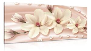 Obraz luxusní magnolie s perlami - 100x50