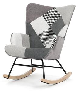 Houpací křeslo FABIAN II — látka, černobílý patchwork