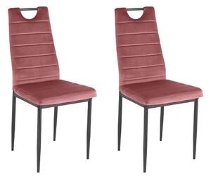 Tmavě růžové sametové jídelní židle v sadě 2 ks Mandy – Støraa