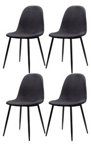 Tmavě šedé sametové jídelní židle v sadě 4 ks Monza – Støraa