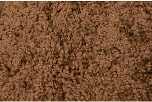 Kusový koberec shaggy kruh Parba hnědý 180x180cm