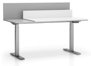 Kancelářský stůl SINGLE LAYERS, posuvná vrchní deska, s přepážkami, nastavitelné nohy, bílá / šedá