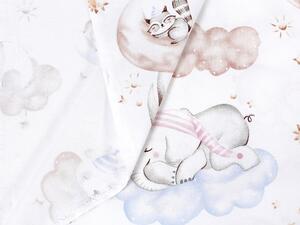 Dětská bavlněná látka/plátno Sandra SA-368 Spící zvířátka na obloze - šířka 160 cm