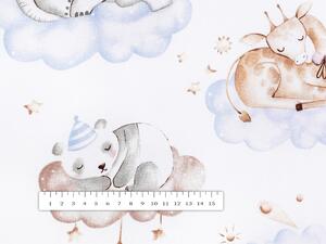 Dětská bavlněná látka/plátno Sandra SA-368 Spící zvířátka na obloze - šířka 160 cm