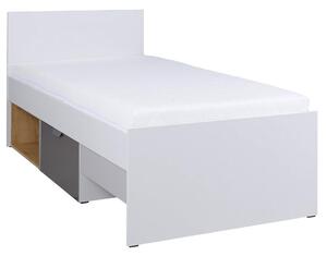 JOKER | jednolůžko postel 15 | 90x200 cm | bílá/grafit/šedá/lefkas světlý