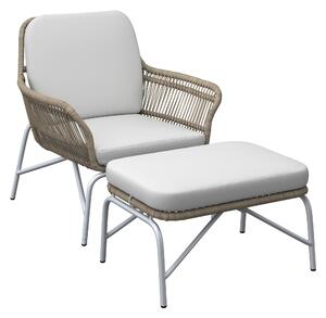 RELAXAČNÍ KŘESLO S TABURETEM, kov, textil Ambia Garden - Zahradní křesla