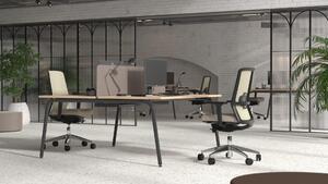 NARBUTAS - Dvoumístný pracovní stůl ROUND se zaoblenými rohy a posuvnou deskou - 140x164