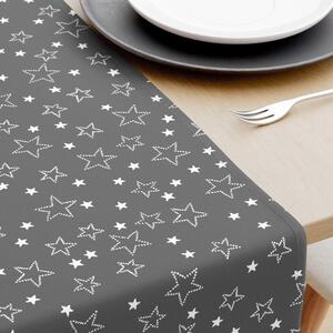 Goldea běhoun na stůl 100% bavlněné plátno - bílé hvězdičky na šedém 35x140 cm