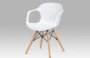 Jídelní židle ALBINA plast / dřevo Bílá