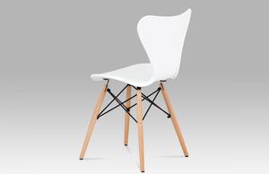 Jídelní židle CT-742 plast / dřevo Bílá