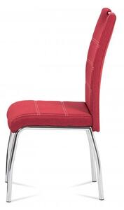 Jídelní židle - červená látka, kovová podnož. HC-485 RED2