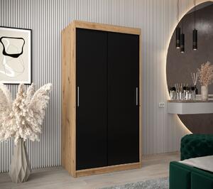 Skříň s posuvnými dveřmi v šířce 100 cm TIMEA - dub artisan / černá