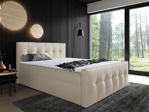 Hotelová manželská postel 200x200 ORLIN - béžová ekokůže + topper ZDARMA