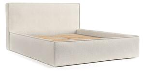 Krémová čalouněná dvoulůžková postel s úložným prostorem s roštem 160x200 cm Lounge L – Maison de Rêve