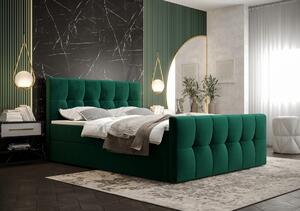 Boxspringová postel s úložným prostorem ELIONE - 120x200, zelená
