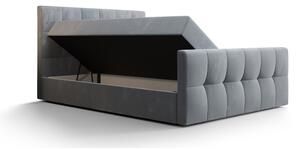 Boxspringová postel s úložným prostorem ELIONE - 200x200, šedomodrá