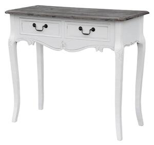 Úzký konzolový stolek IZAURA - bílý / hnědý