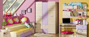 Dětská postel s přistýlkou a úložným prostorem LORENTO L16 Dolmar 86/55,5/203,5 Barva: jasan-fialova