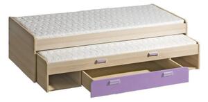 Dětská postel s přistýlkou a úložným prostorem LORENTO L16 Dolmar 86/55,5/203,5 Barva: jasan coimbra/fialová
