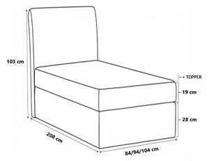 Boxspringová postel CELESTA MINI - 80x200, červená + topper ZDARMA