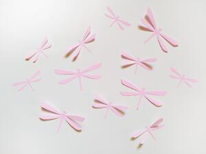3D dekorace na zeď vážky růžové 12 ks 11 x 6 cm