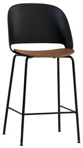 BONTEMPI - Barová židle POLO s dřevěným sedákem, nízká
