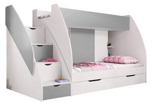 Dětský pokoj, patrová postel Montes - bílá/šedá