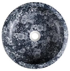 Sapho, PRIORI keramické umyvadlo na desku Ø 41 cm, modrá se vzorem, PI038