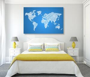 Obraz na korku šrafována mapa světa na modrém pozadí