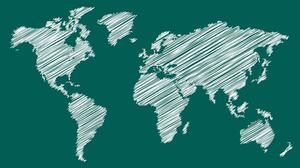 Obraz šrafována mapa světa na zeleném pozadí