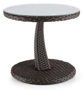 Blumfeldt Tabula, odkládací stolek, 50 cm, sklo, polyratan, hliník, dvoubarevný hnědý
