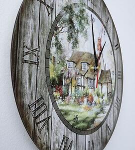 Hodiny na zeď ze dřeva, nástěnné hodiny vintage I SENTOP HDFK003 fi 30 cm