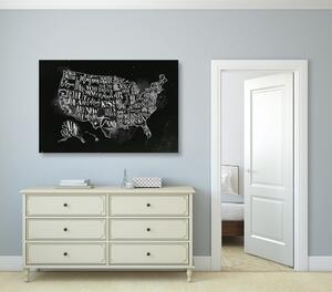 Obraz na korku naučná mapa USA s jednotlivými státy
