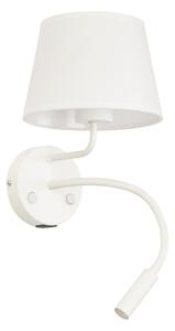 TK Lighting 10204 - Textilní nástěnná lampička Maja 1xE27 + 1xG9, bílá + USB nabíjení