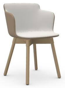 MIDJ - Plastová židle CALLA s čalouněným sedákem, dřevěná podnož