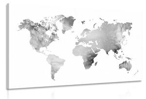 Obraz mapa světa v černobílém provedení v akvarelu
