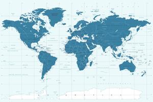 Obraz na korku politická mapa světa v modré barvě
