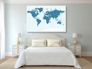 Obraz politická mapa světa v modré barvě