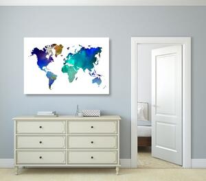 Obraz na korku barevná mapa světa v akvarelovém provedení