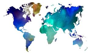 Obraz barevná mapa světa v akvarelu